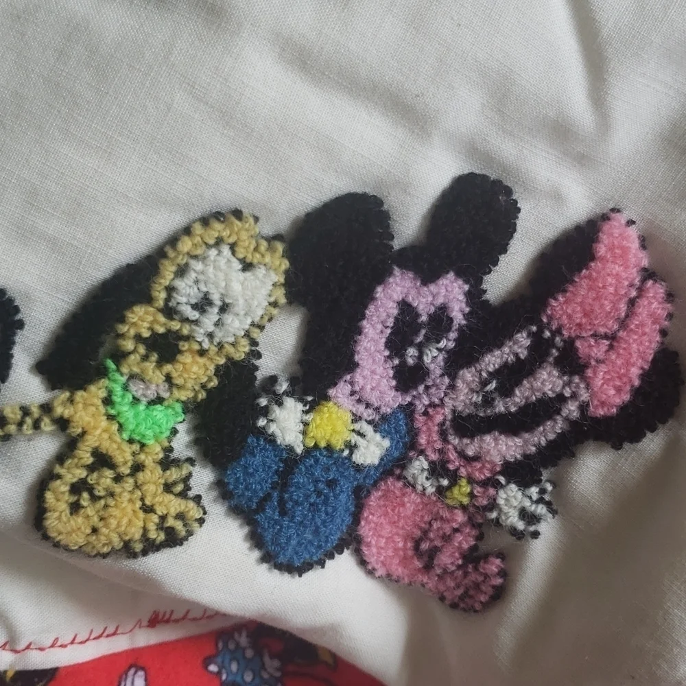 Mickey and Minie  punch needle embroidery handmade baby quilt